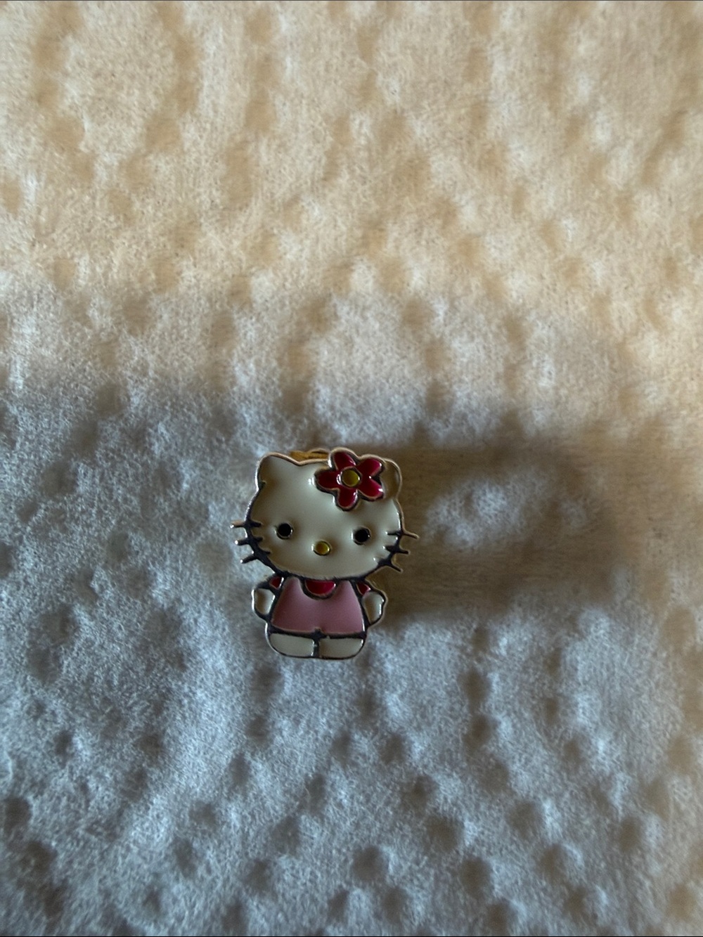Hello Kitty Pink White Enamel Flower Charm